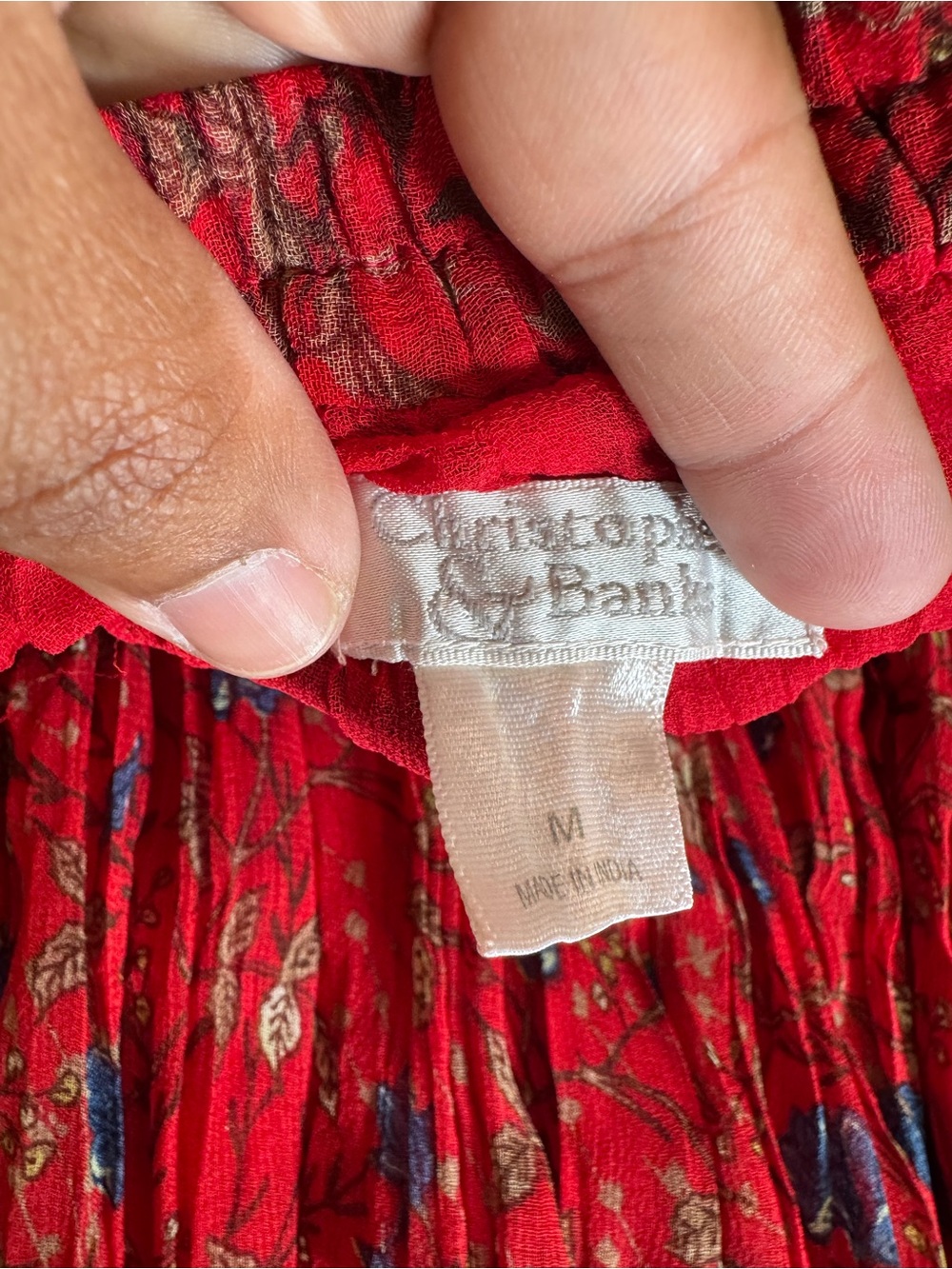 Christopher & Banks Red Floral Pleated Maxi Skirt-BoHo, Whimsical, Fairycore-M - Picture 4 of 7